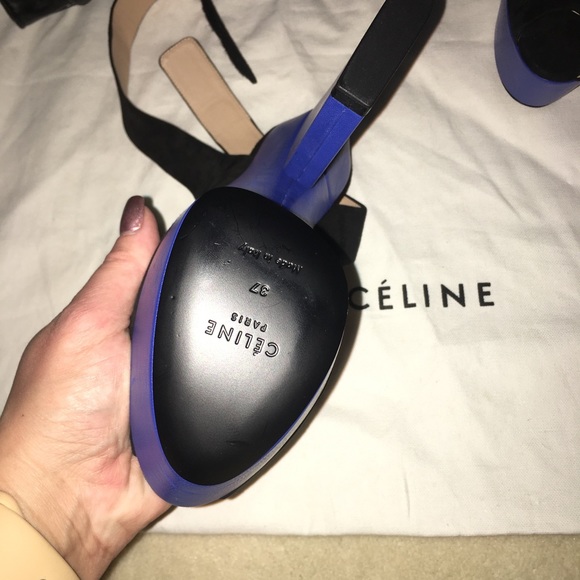 Celine shoes new Celine Black Suede Platform Ankle Strap Sandals Size - Picture 5 of 8